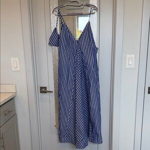 Rebecca Taylor Blue and White Striped Midi Dress